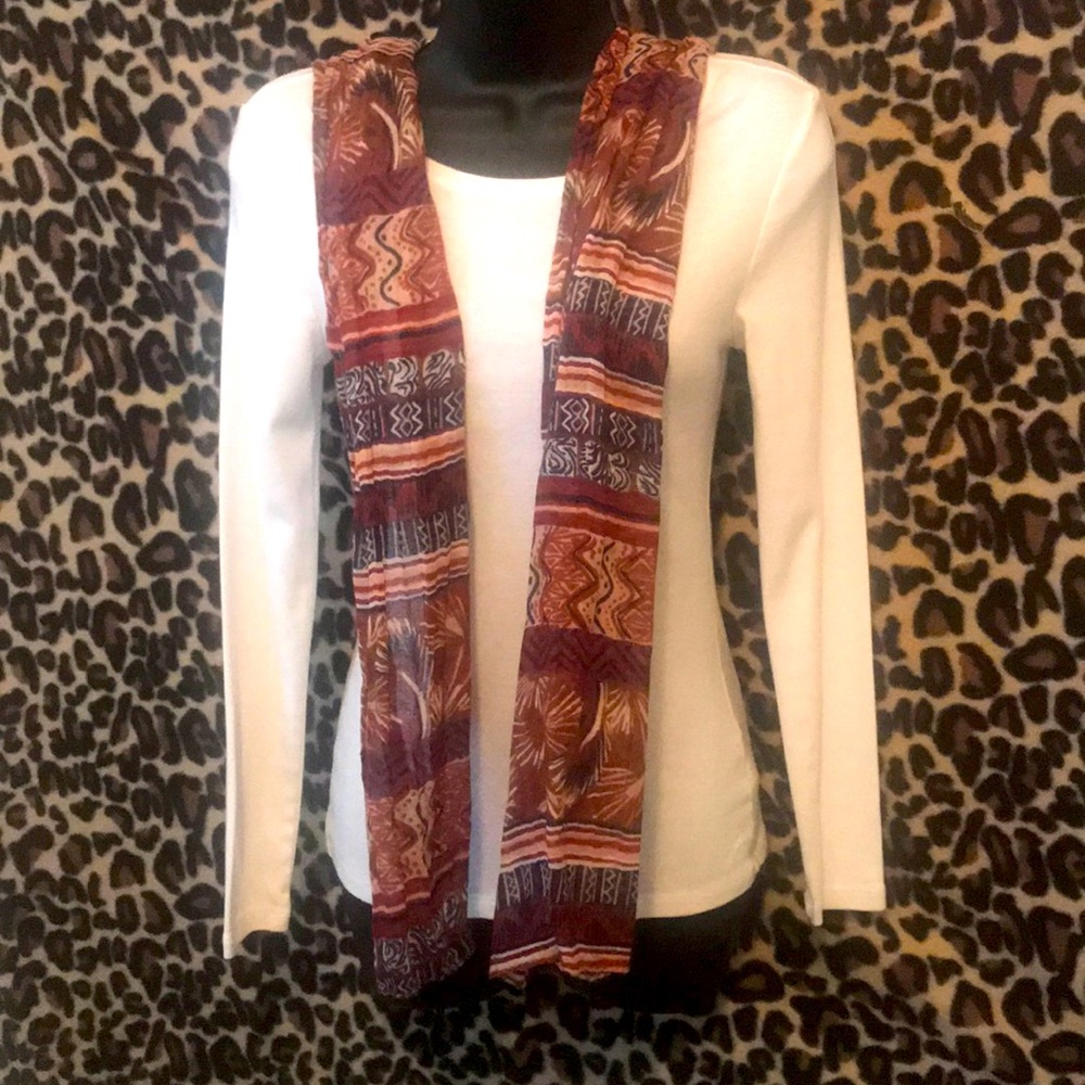Beautiful Burgundy, Navy and Tan Scarf